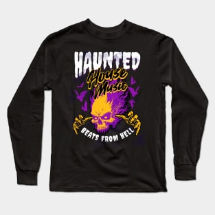 HOUSE MUSIC - Haunted House From Hell (White/Purple) Long Sleeve T-Shirt